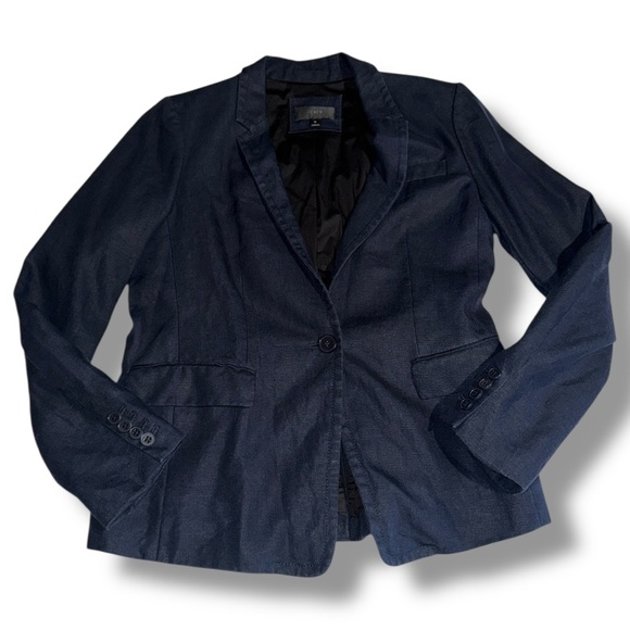 J.Crew NWOT Women’s Linen Blend Blazer Size 12 Navy Tailored Single-Button - Picture 15 of 16